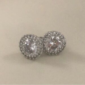 Earrings silver faux diamond hypoallergenic